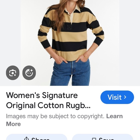 L.L. Bean Signature Black and Tan Wide-Stripe Rugby Shirt size large - Picture 5 of 5